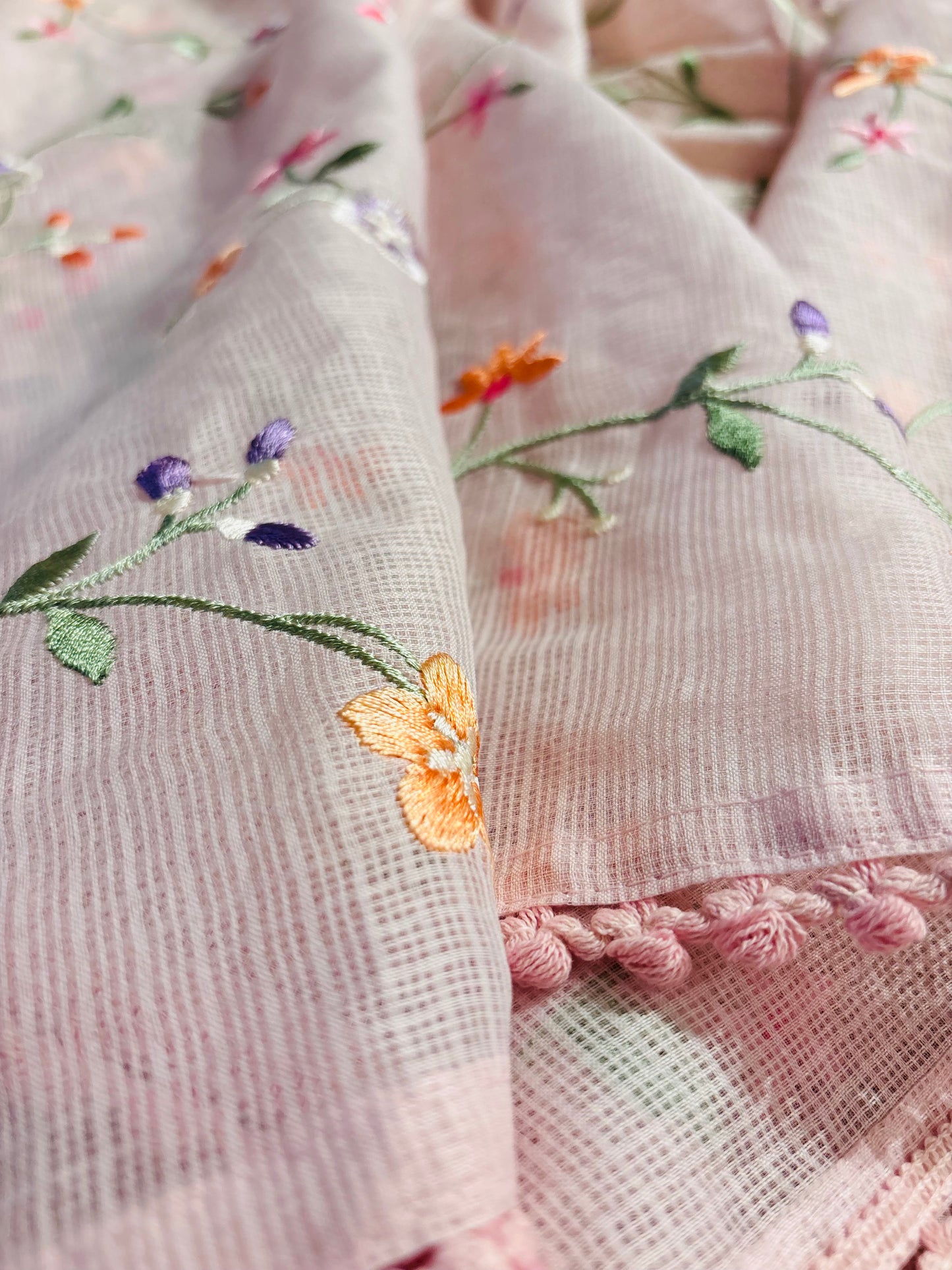 Oyster Pink colour kota doria unstitched suit