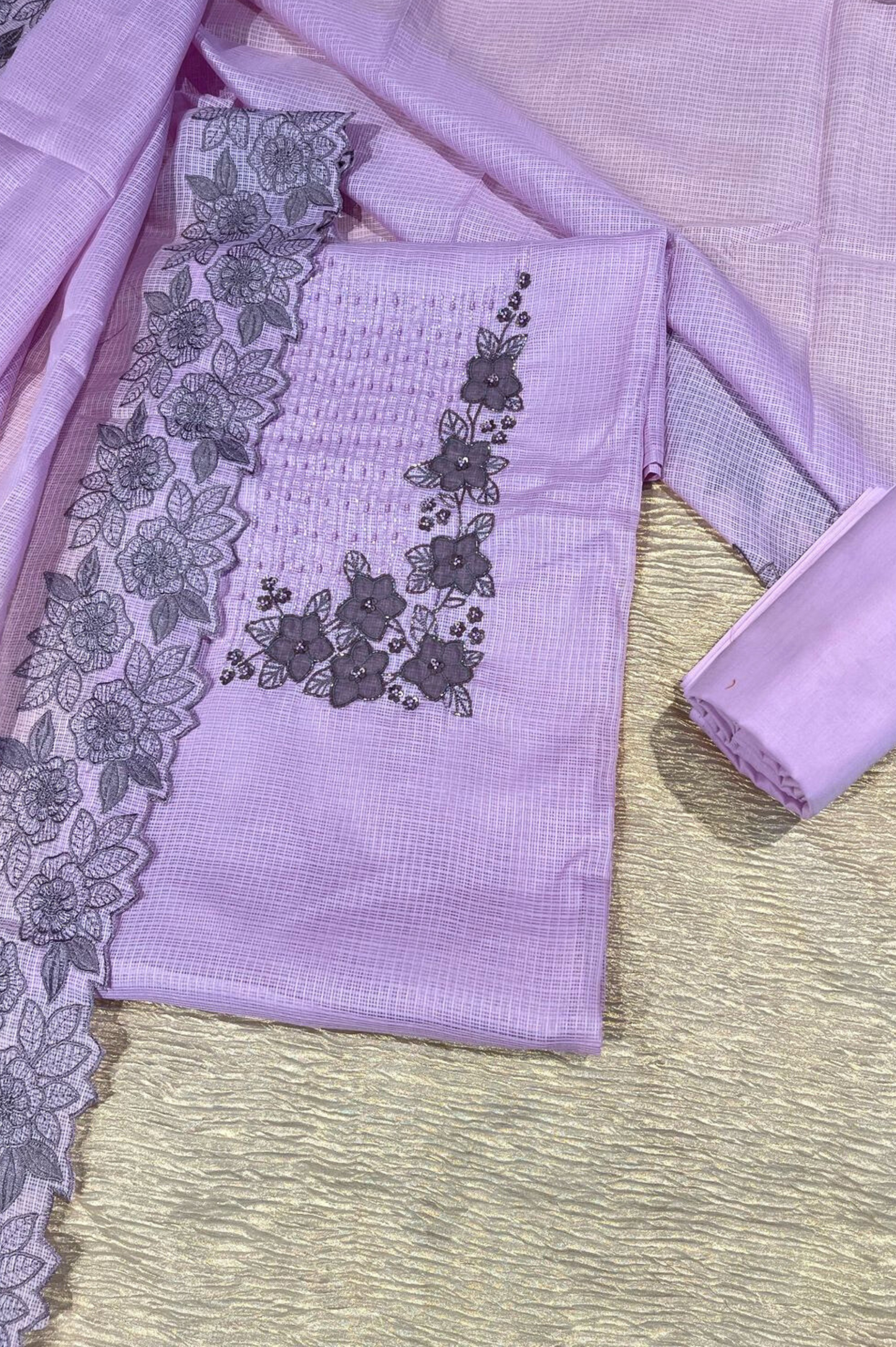 LAVENDER KOTA DORIA UNSTITCHED SUIT SET