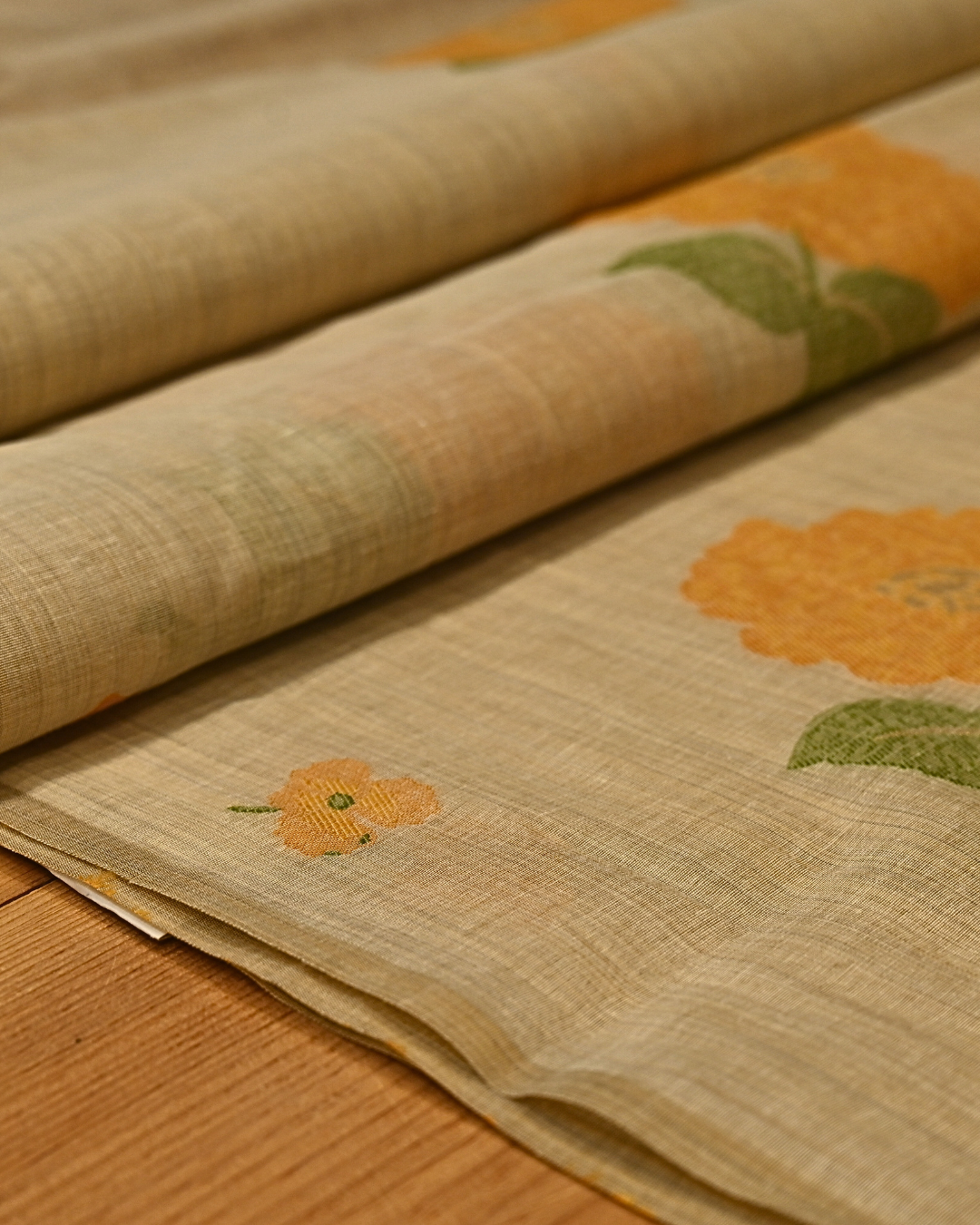 BEIGE COLOUR JAMDANI DHAKAI COTTON SAREE WITH ZARI BORDER