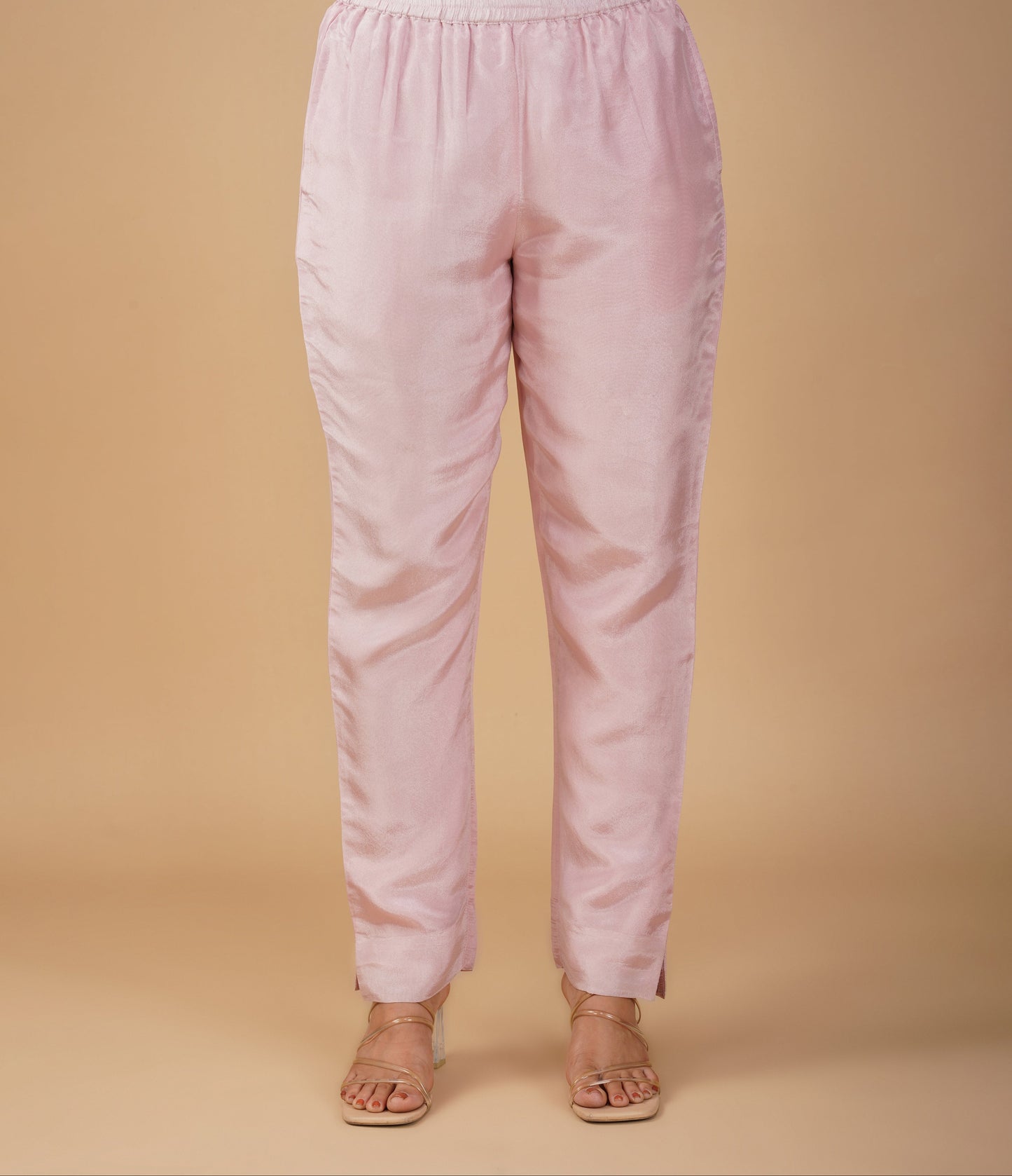 (DELIVERY TIME 20 DAYS) PASTEL PINK RESHAM EMBROIDERED TISSUE READYMADE SUIT WITH DUPATTA & PANTS