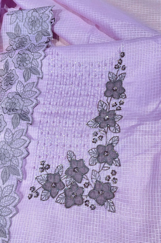 LAVENDER KOTA DORIA UNSTITCHED SUIT SET