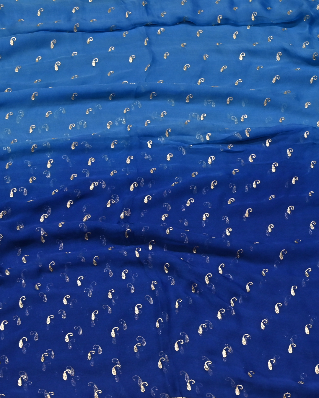 SHADED BLUE COLOUR, 30 GRAM, PLANT CHIFFON SAREE WITH AARI EMBROIDERY