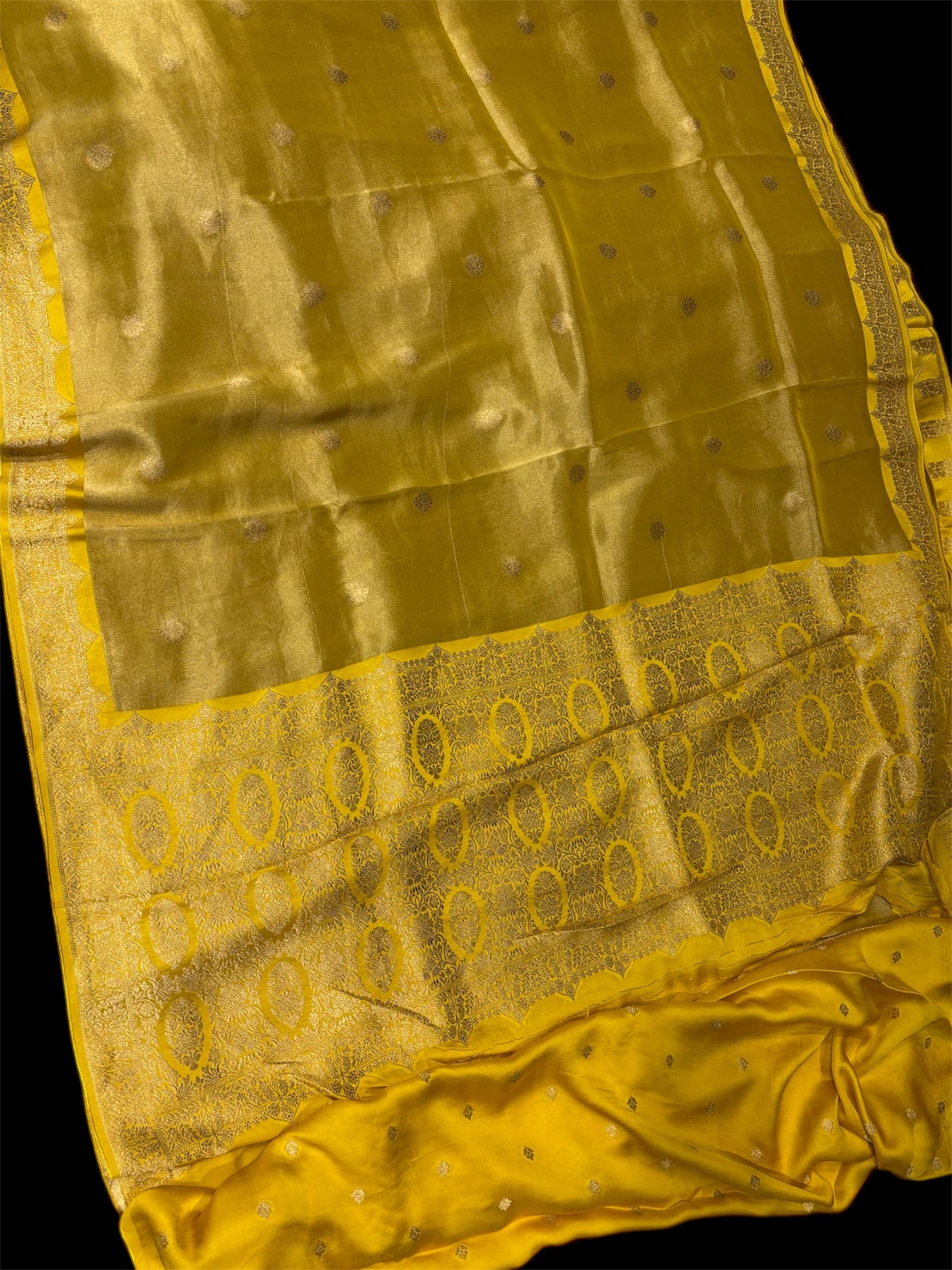MUSTARD COLOUR BANARASI TISSUE SAREE