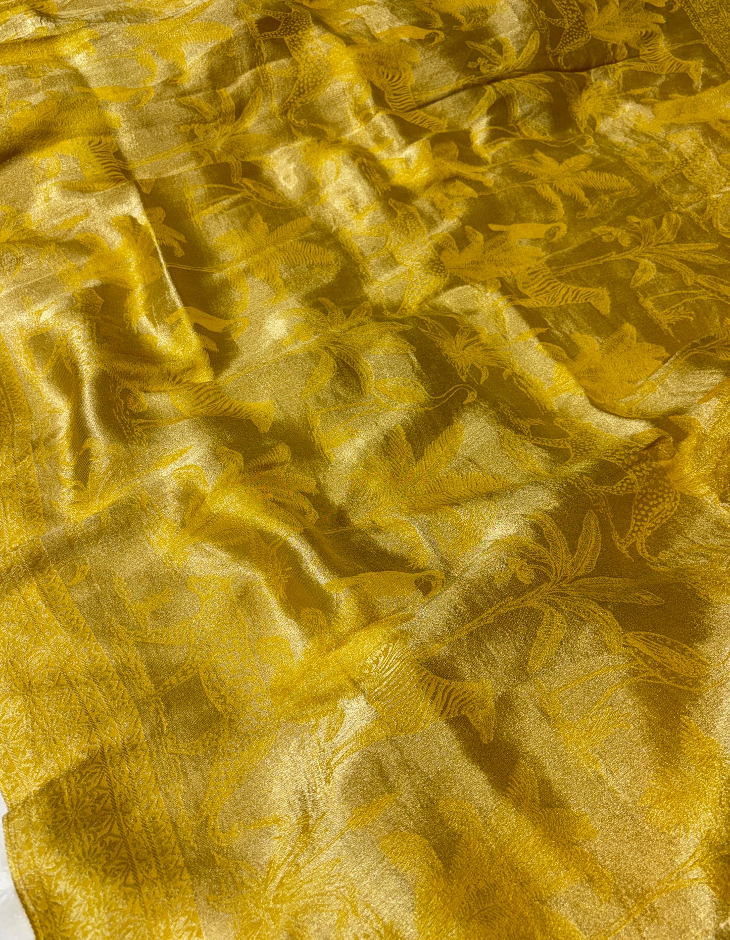 MUSTARD YELLOW GEORGETTE ZARI JACQUARD SAREE BY SIDDHAIKA