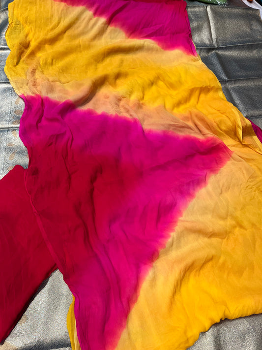 PURE CHIFFON SUNSET-SHADED SAREE