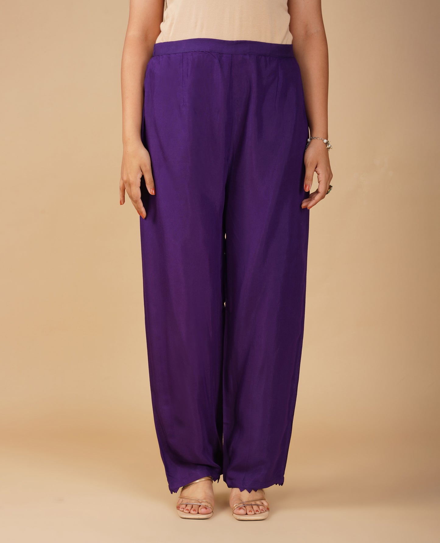 (DELIVERY TIME 20 DAYS) PURPLE ORGANZA READYMADE SUIT WITH AARI, CUTDANA AND PEARL EMBROIDERED BIRD MOTIFS PAIRED WITH DUPATTA & PANTS