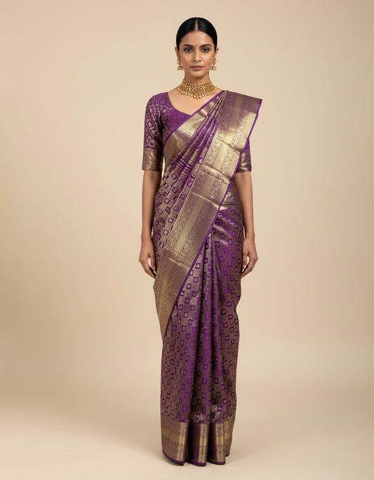 ROYAL PURPLE PURE KANJIVARAM SILK SAREE