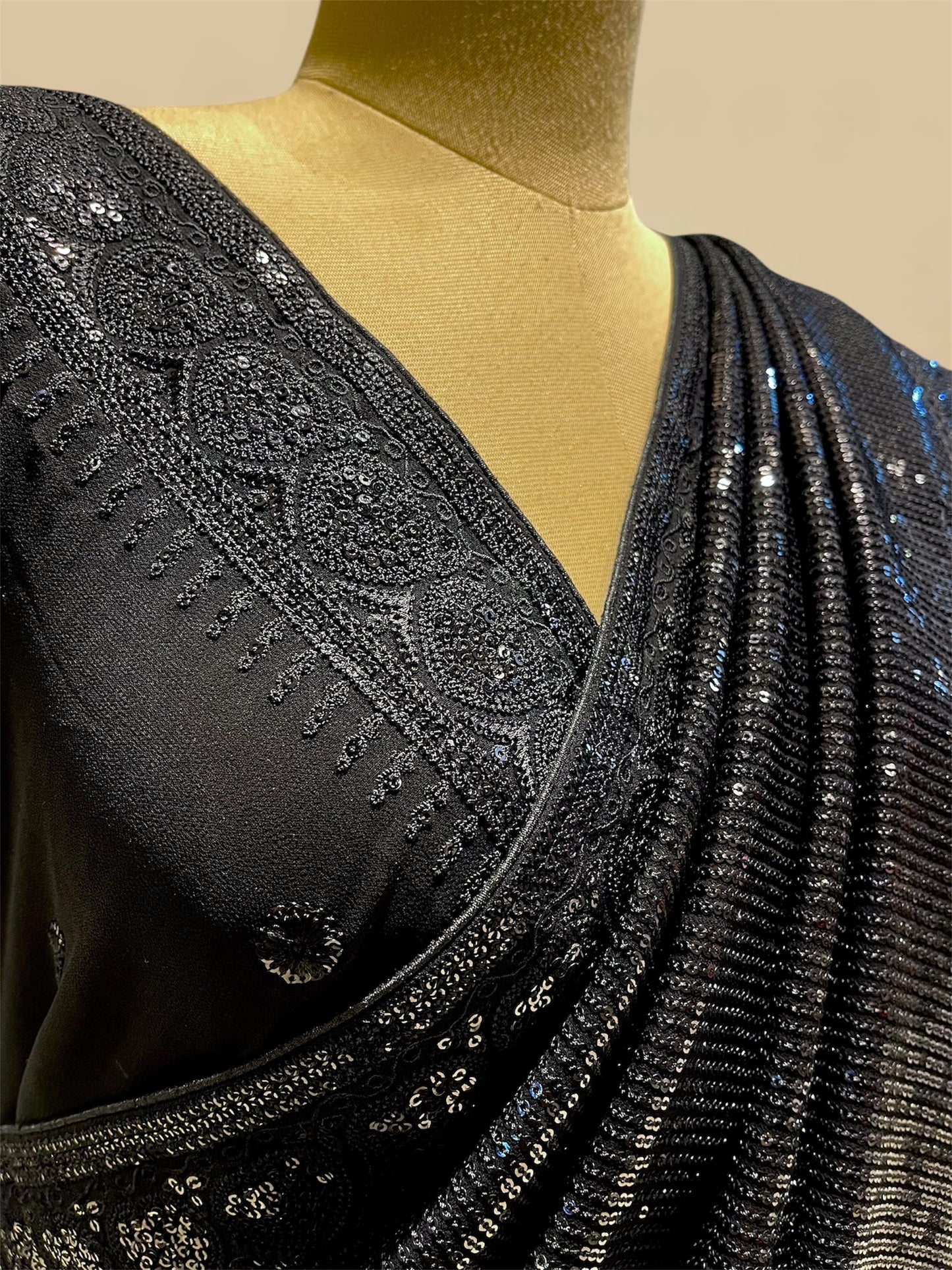 BLACK GEORGETTE SEQUINS EMBROIDERED SAREE