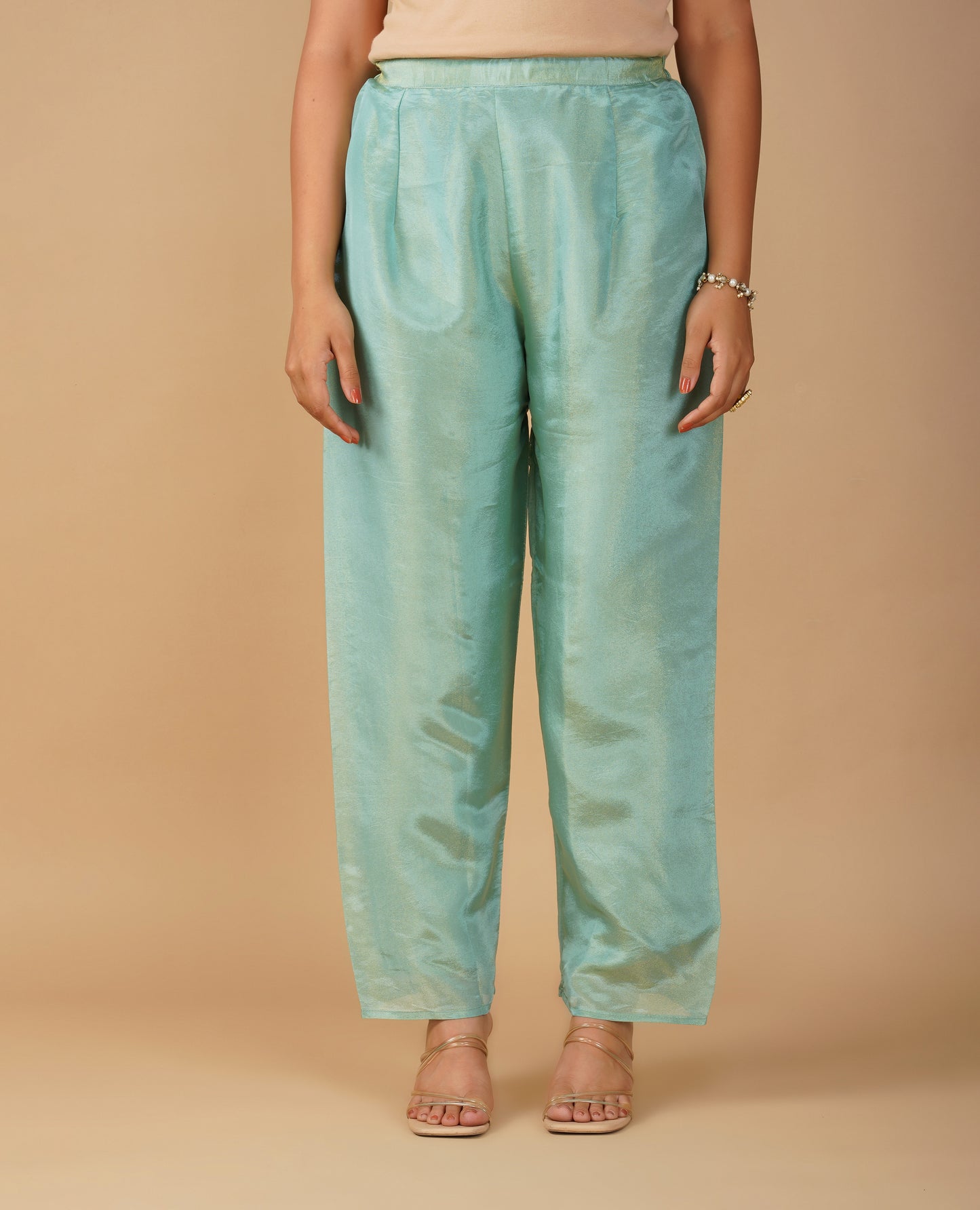 ( DELIVERY IN 20 DAYS ) SEAFOAM BLUE TISSUE ANARKALI SUIT WITH ZARDOZI EMBROIDERY PAIRED WITH PALAZZO AND DUPATTA