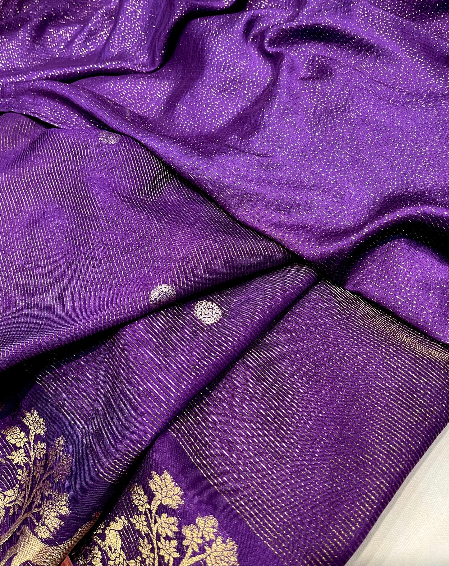 DARK PURPLE DOLA SILK ZARI STRIPE SAREE