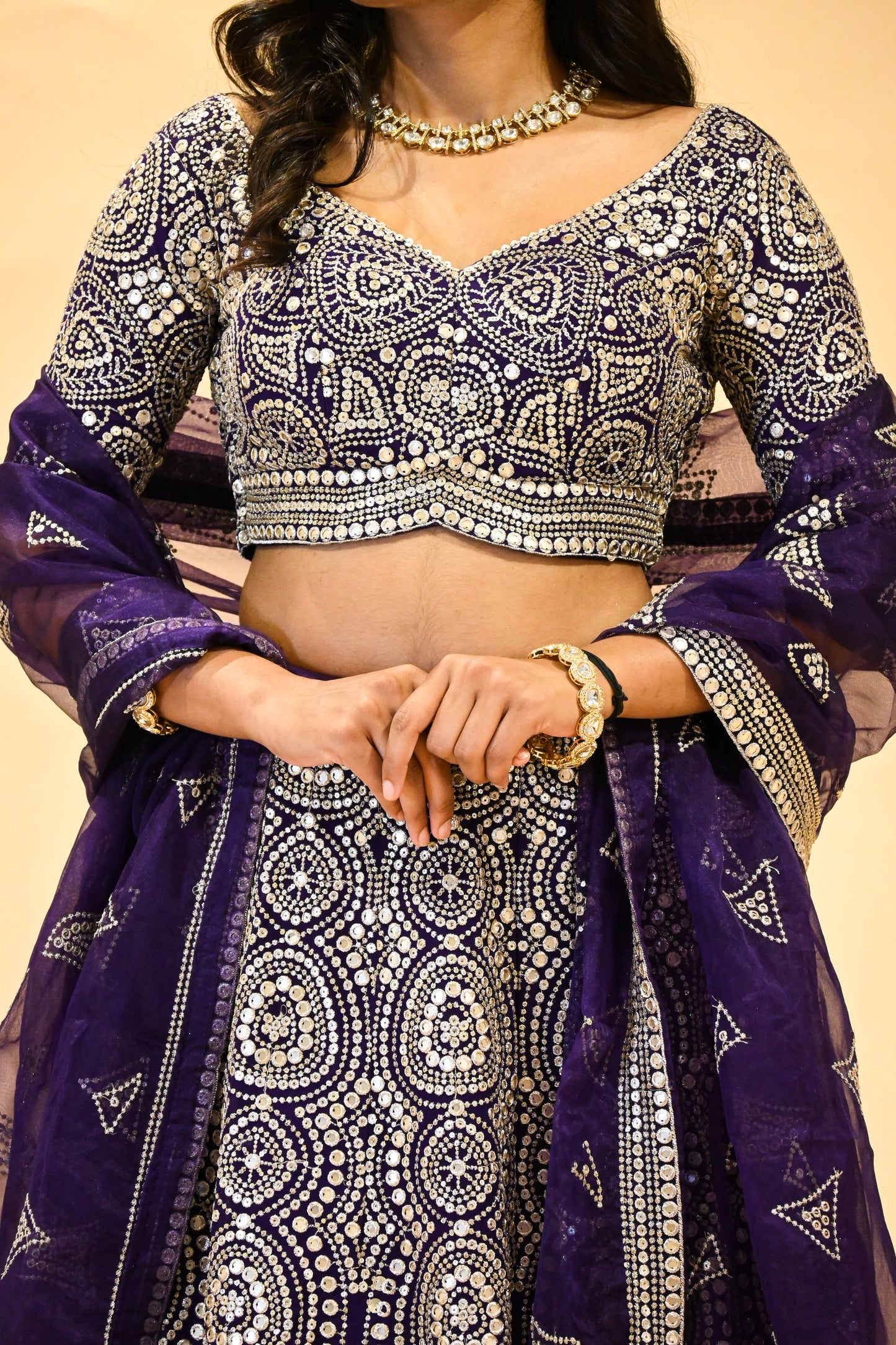 ROYAL PURPLE EMBELLISHED LEHENGA & BLOUSE WITH MATCHING DUPATTA