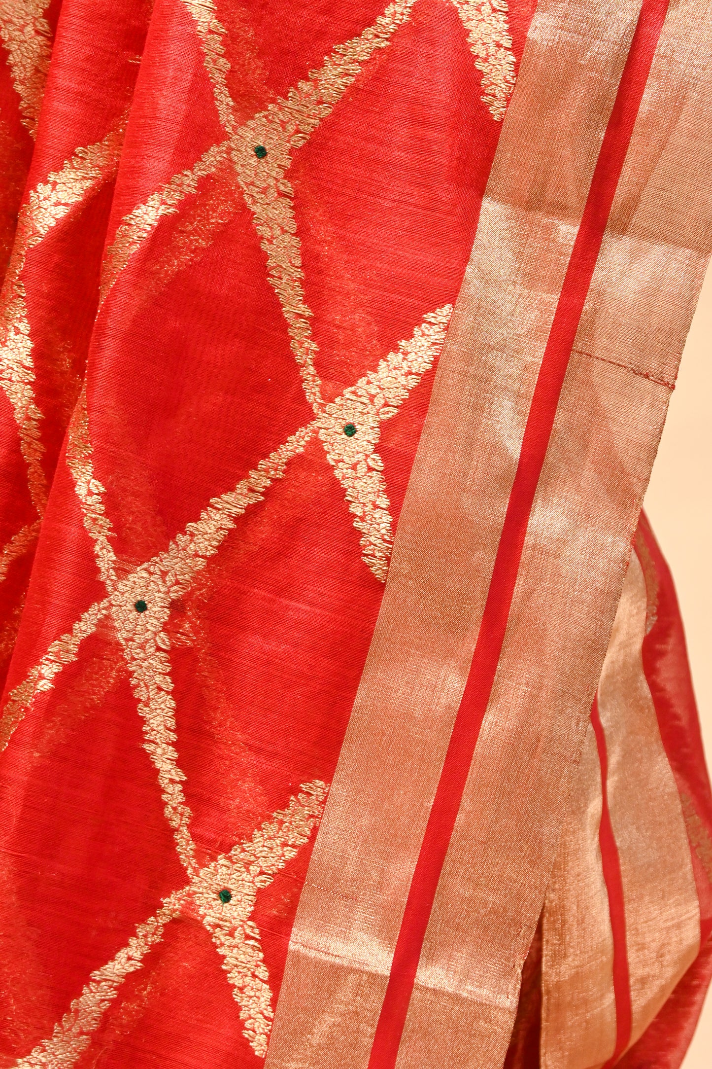 RICH RED CHANDERI HANDWOVEN SILK SAREE