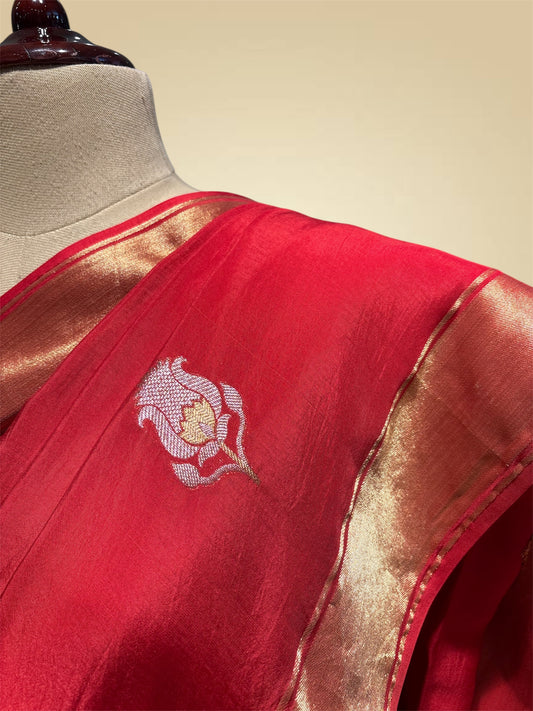 RED COLOUR PLANT-BASED SILK SAREE WITH ZARI WORK