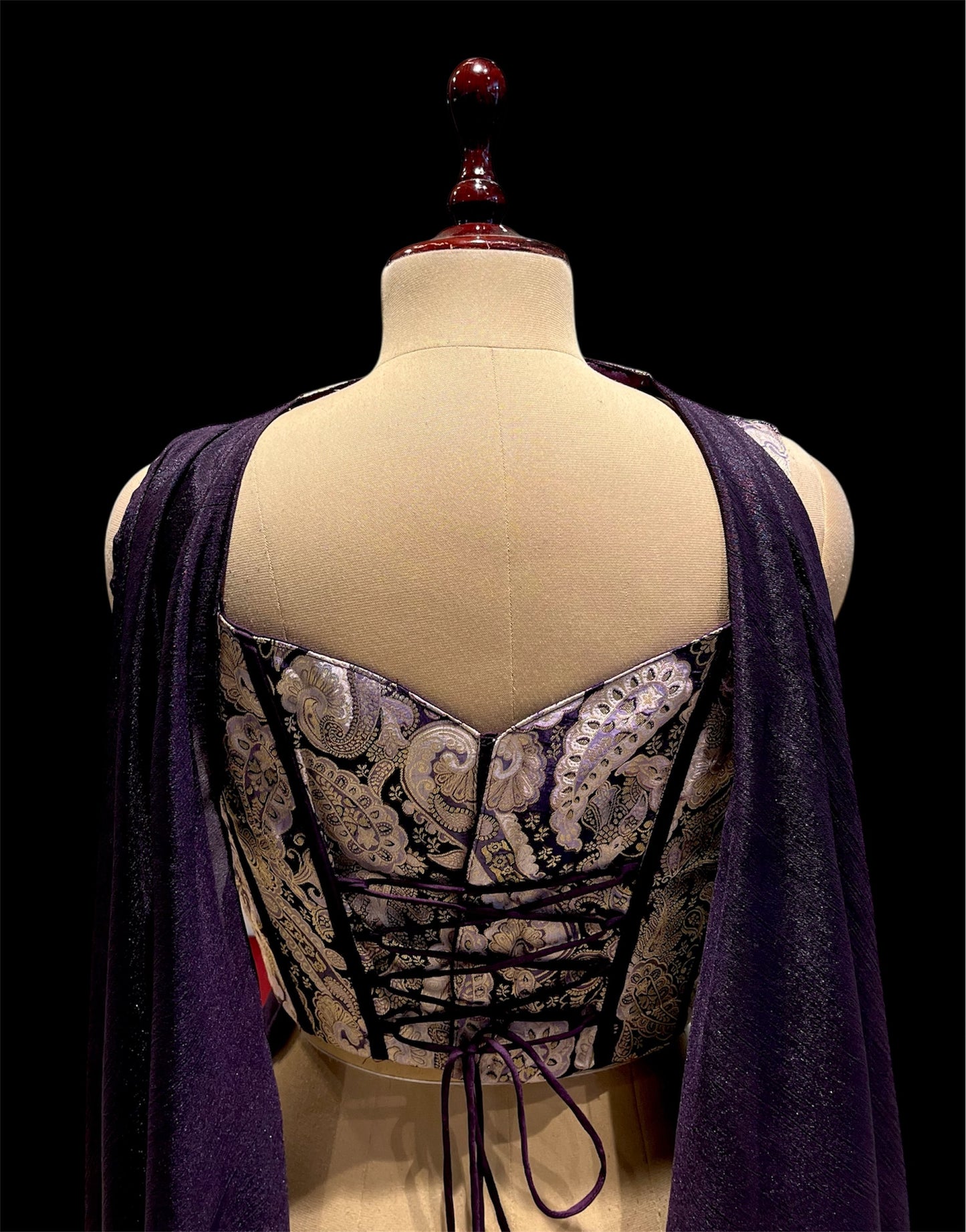 PURPLE CHINON PALAZZO PANT WITH BEADS & CUTDANA EMBELLISHED CORSET BLOUSE AND DUPATTA