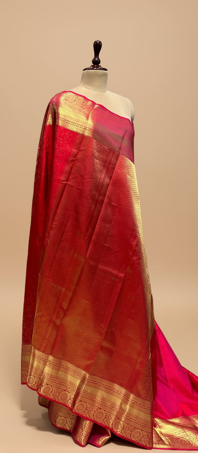 SCARLET RED PURE KANJIVARAM SILK SAREE