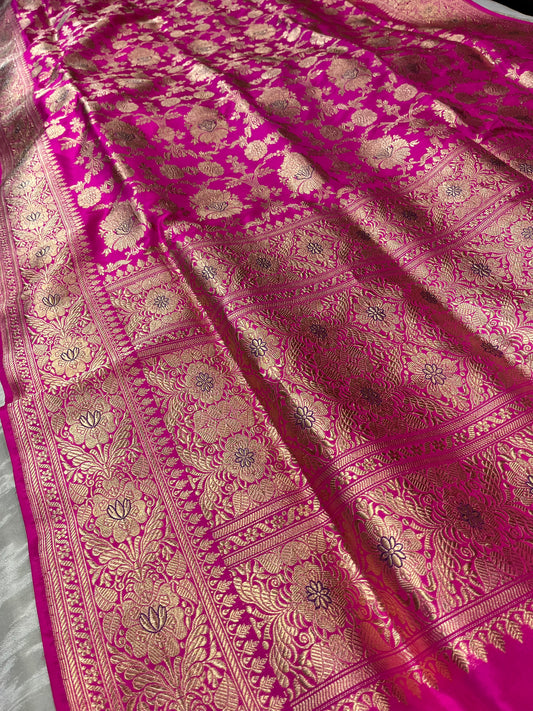 RANI PINK BANARASI PURE SILK SAREE EMBELLISHED WITH ZARI WEAVES