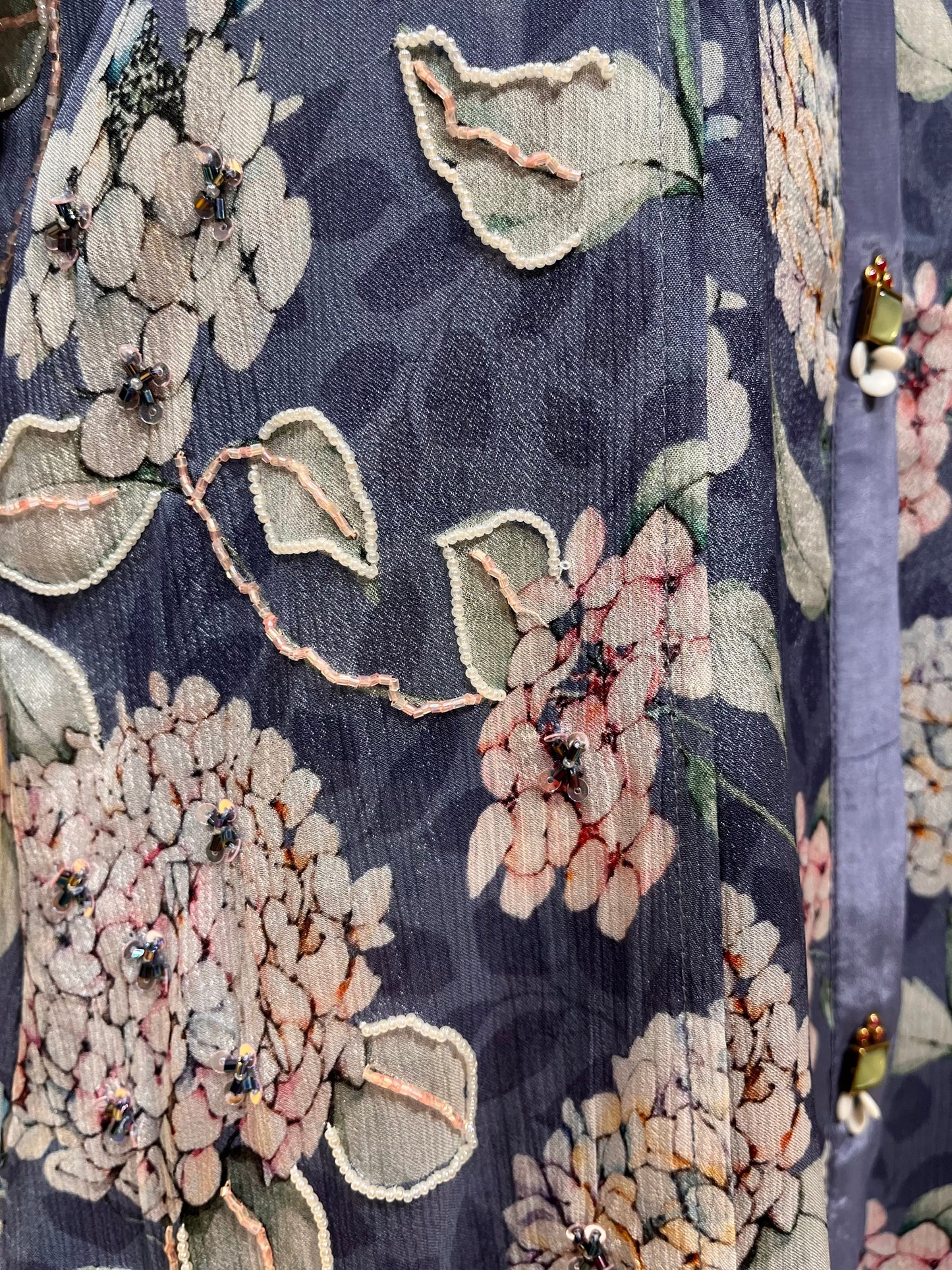 MAUVE COLOUR CHINON PRINTED CO-ORD SET EMBELLISHED WITH PEARL & CUTDANA WORK