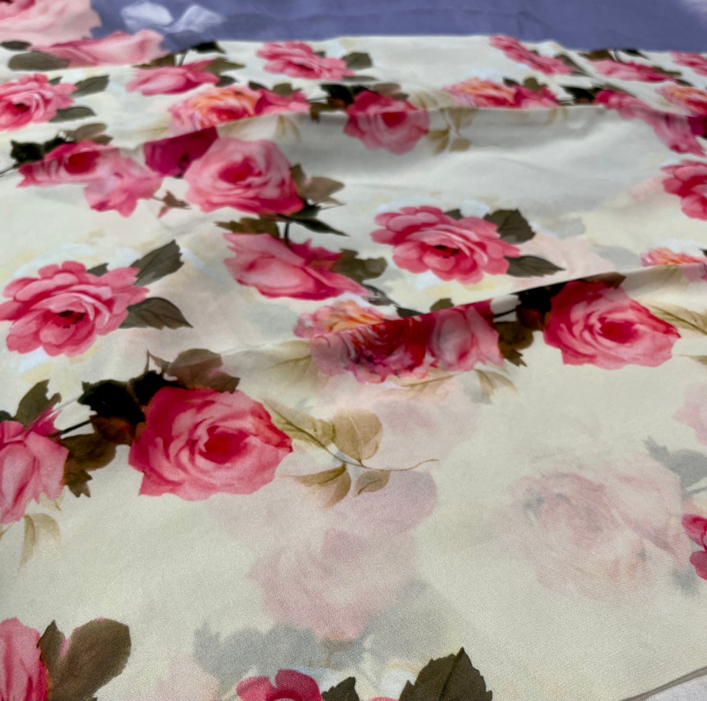 DUSTY VIOLET COLOUR PURE PLATINUM CHIFFON PRINTED SAREE WITH SELF PRINTED BLOUSE - Kothari Sons
