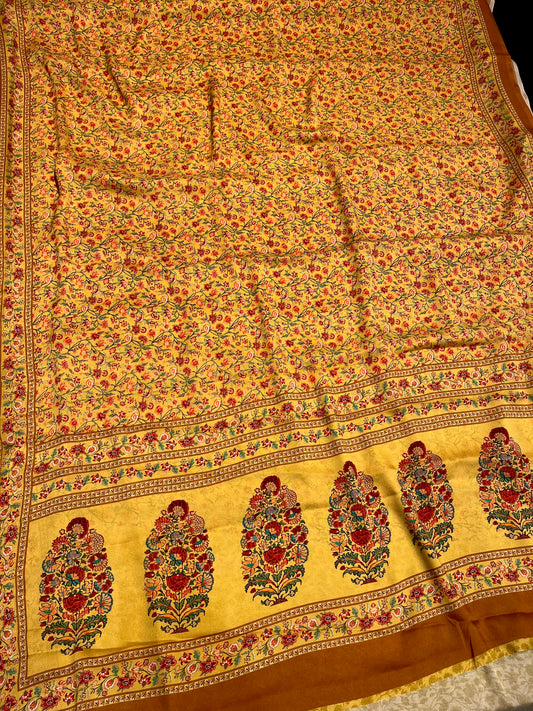 YELLOW COLOUR PRINTED SYNTHETIC SAREE WITH UNSTITCHED BLOUSE FOR DRESS CODE