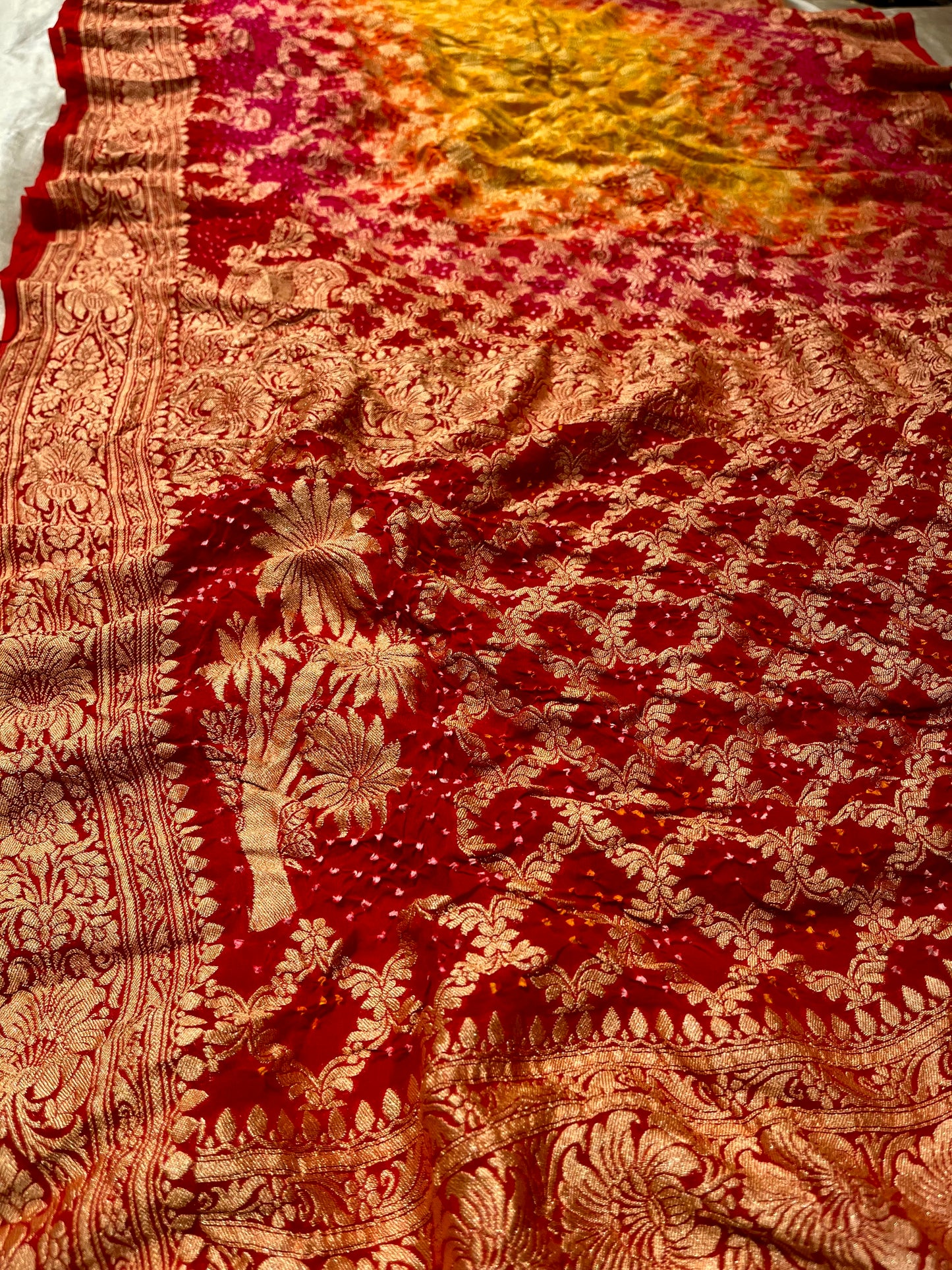 ( DELIVERY IN 20-25 DAYS ) PURE GEORGETTE KHADDI BANARASI SHADED SAREE