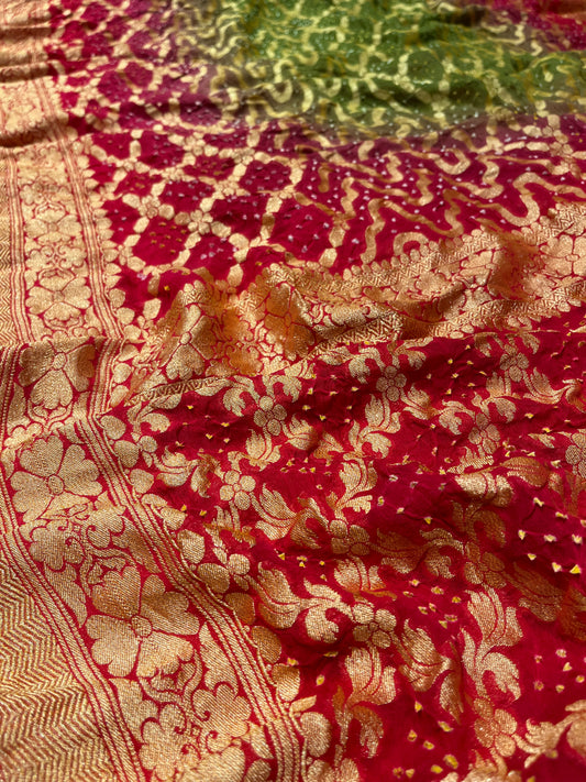 PURE GEORGETTE KHADDI BANARASI SHADED SAREE