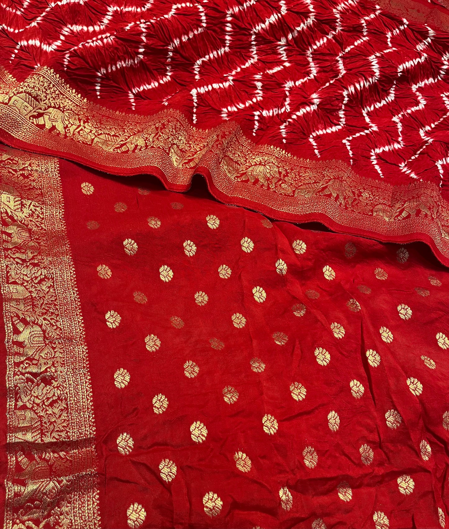 RED COLOUR ART DOLA SILK SAREE WITH ZARI BORDER & PALLA - Kothari Sons