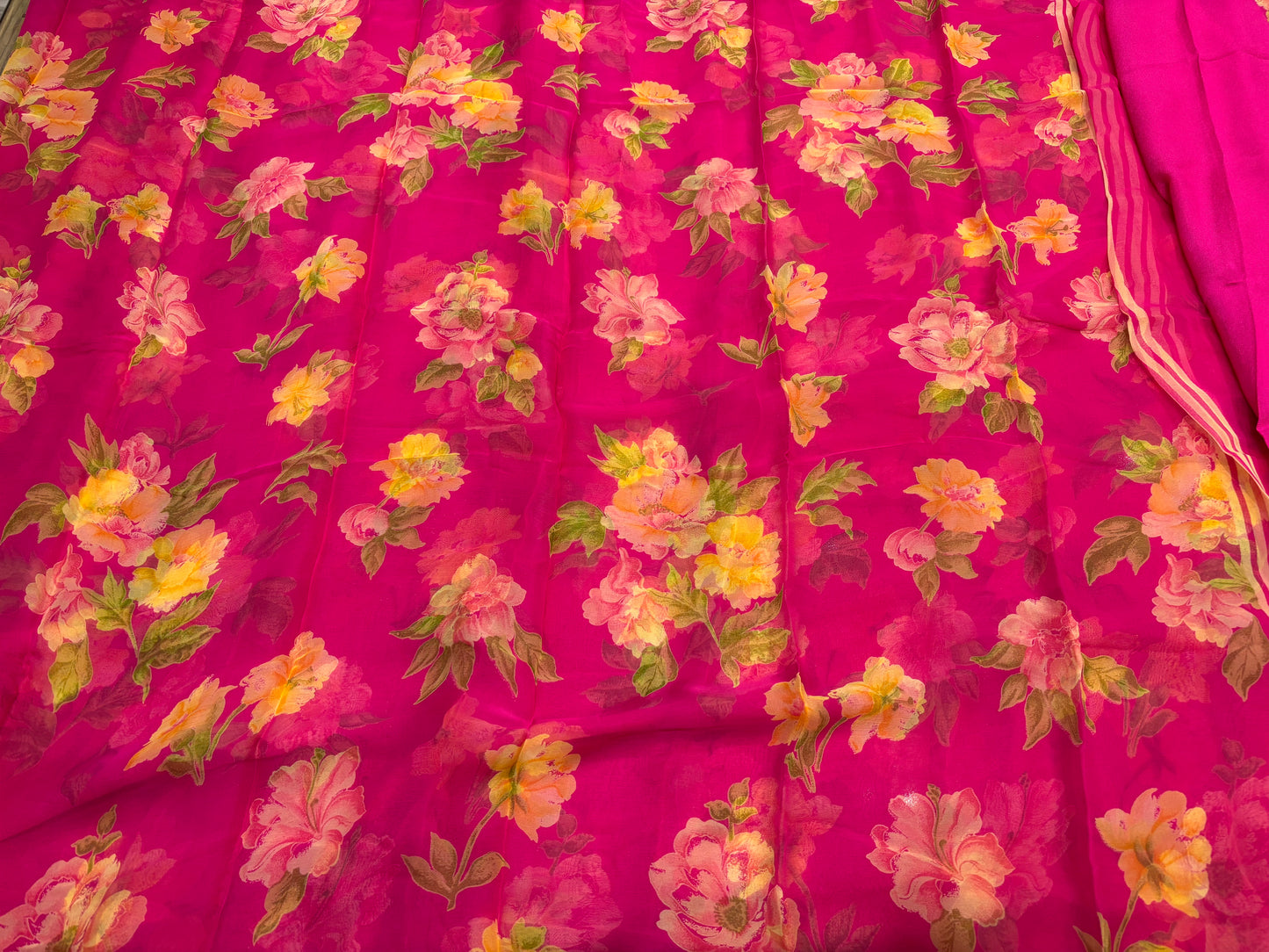BERRY COLOUR PRINTED CHIFFON SAREE