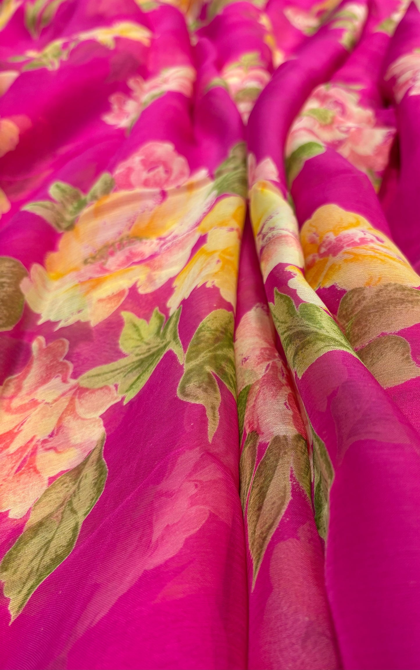 BERRY COLOUR PRINTED CHIFFON SAREE