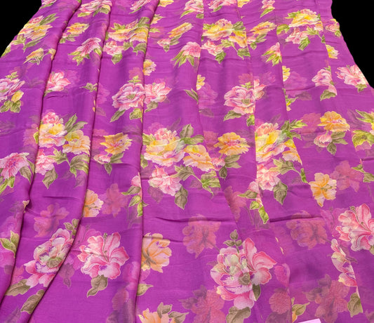 ORCHID PURPLE PRINTED CHIFFON SAREE