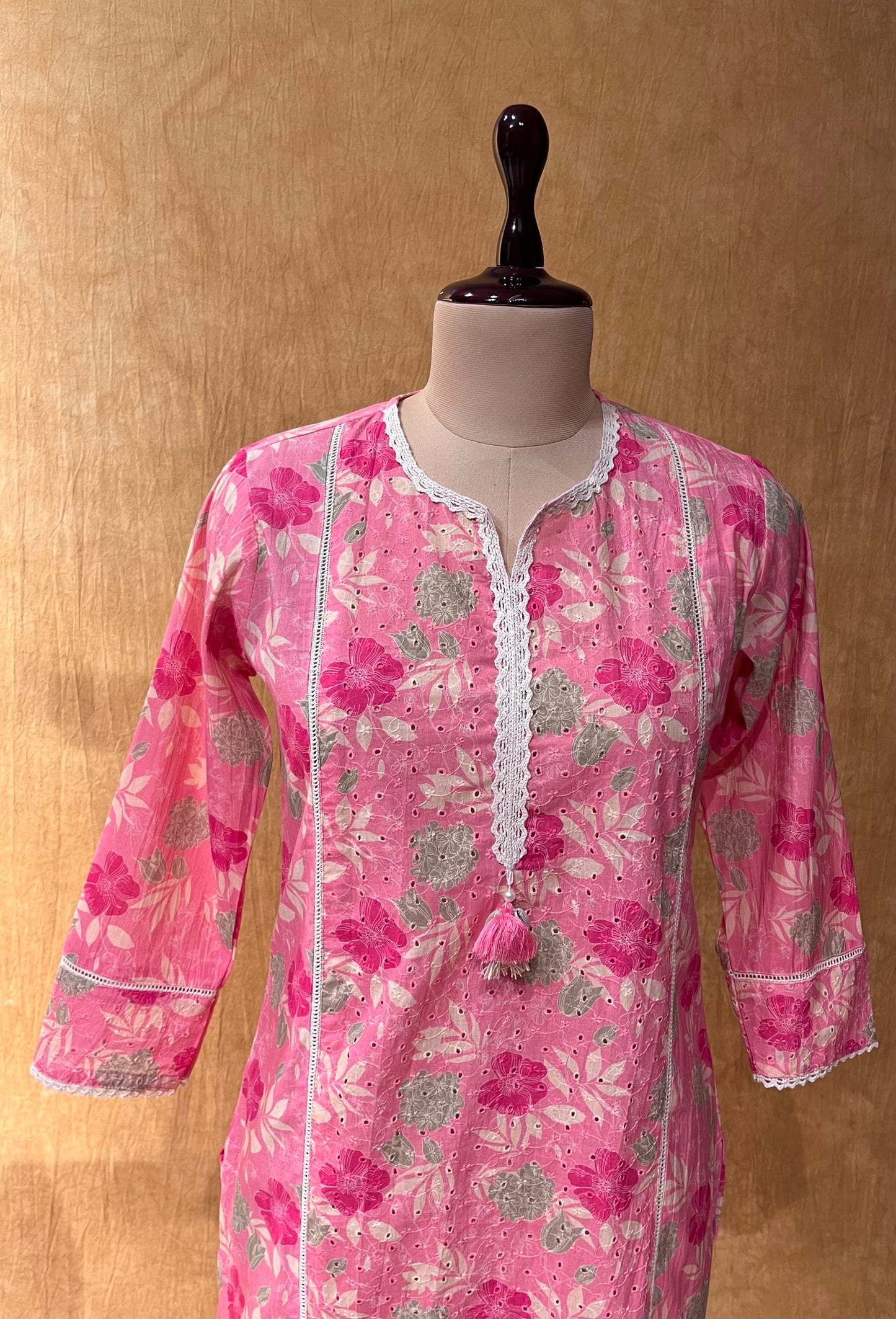 PINK COLOUR COTTON PRINTED KURTA PANT SET