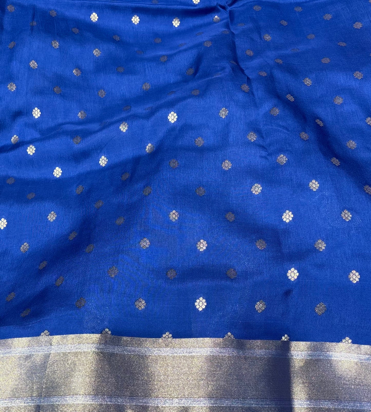 SAPPHIRE BLUE PLANT-BASED SILK SAREE WITH ZARI WORK