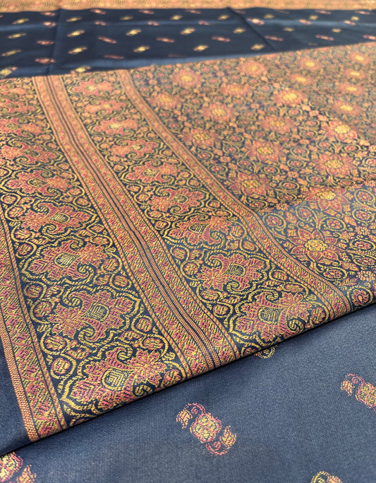 COBALT BLUE COLOUR TANCHUI SILK UNSTITCHED SUIT - Kothari Sons