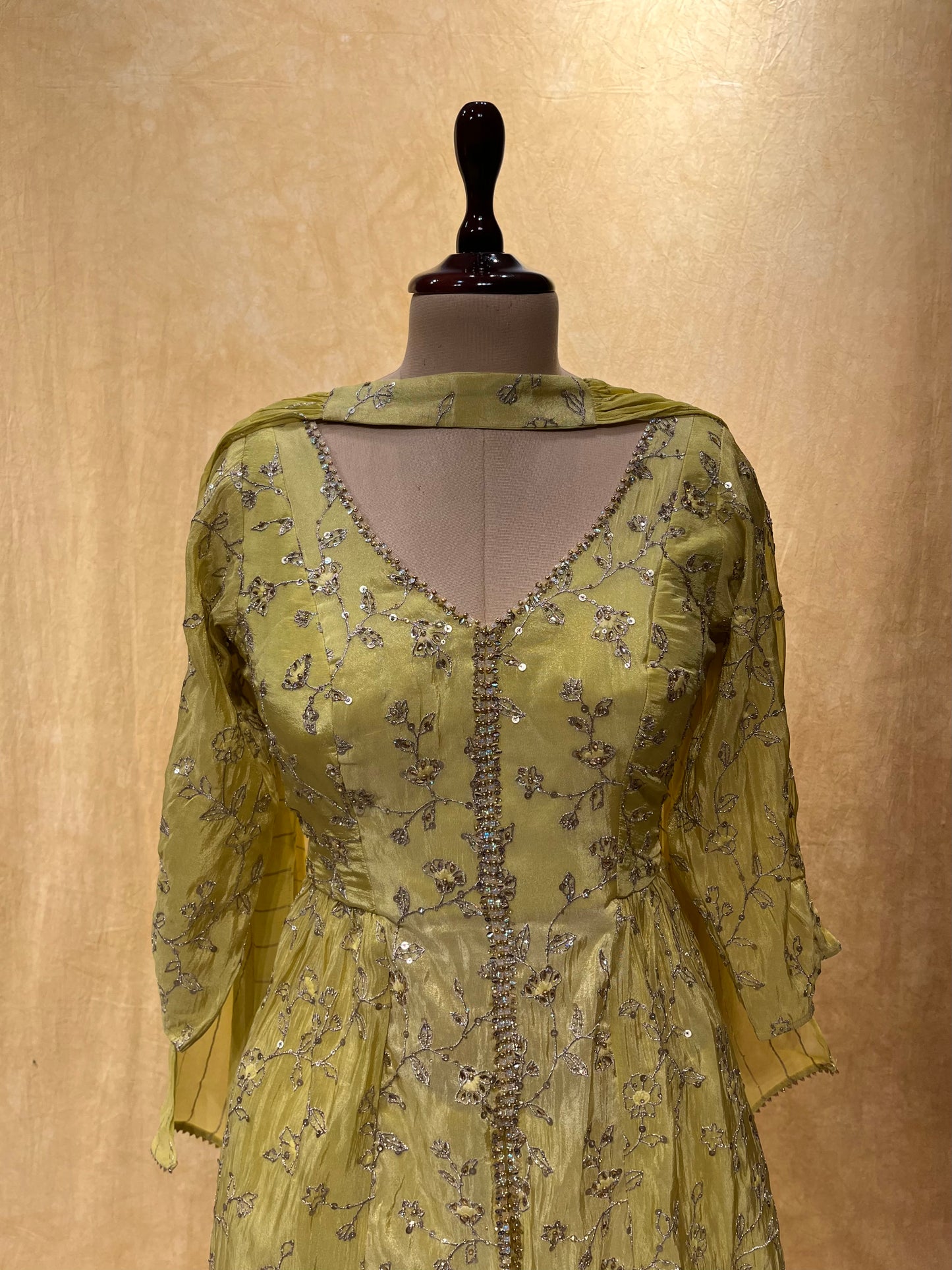 NEON COLOUR CREPE SILK DHOTI STYLE PANT WITH PEPLUM KURTA EMBELLISHED WITH ZARI & SEQUINS WORK