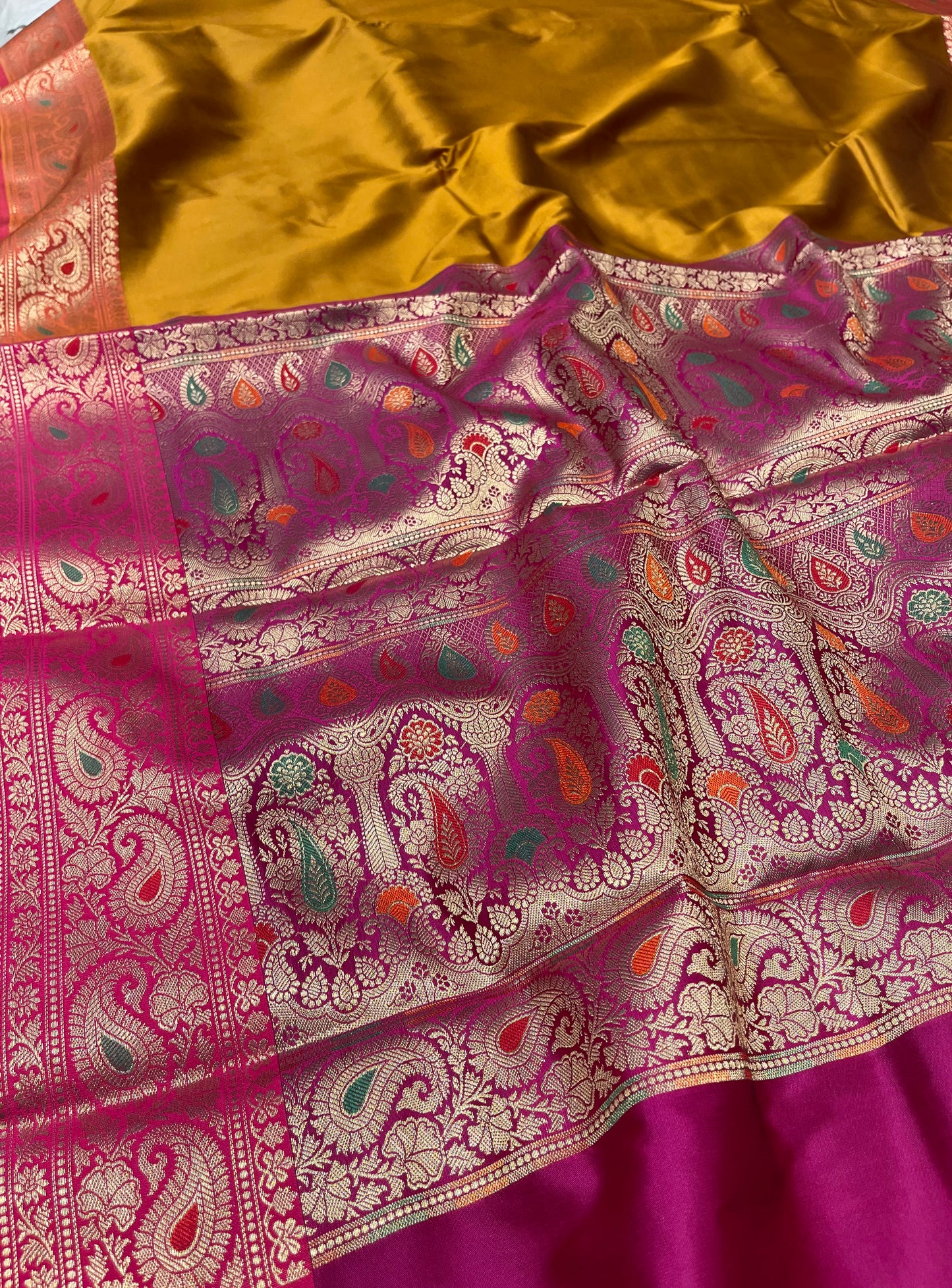 MUSTARD GOLD ART SILK SAREE EMBELLISHED WITH ZARI WEAVES BORDER & PALLA