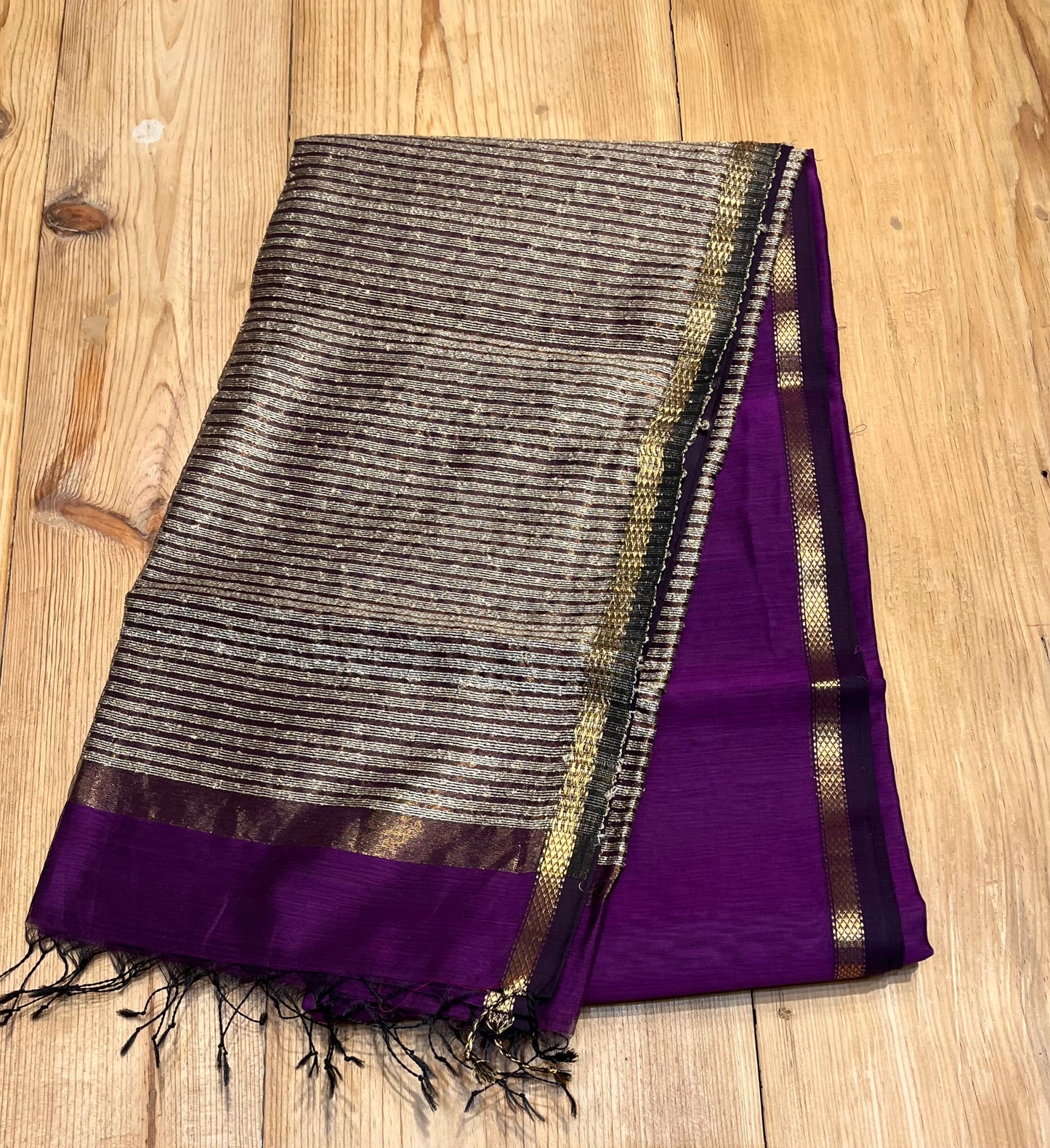 PURPLE COLOUR COTTON SILK MAHESHWARI SAREE