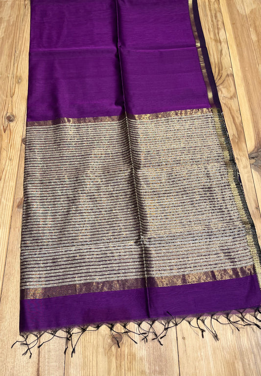 PURPLE COLOUR COTTON SILK MAHESHWARI SAREE