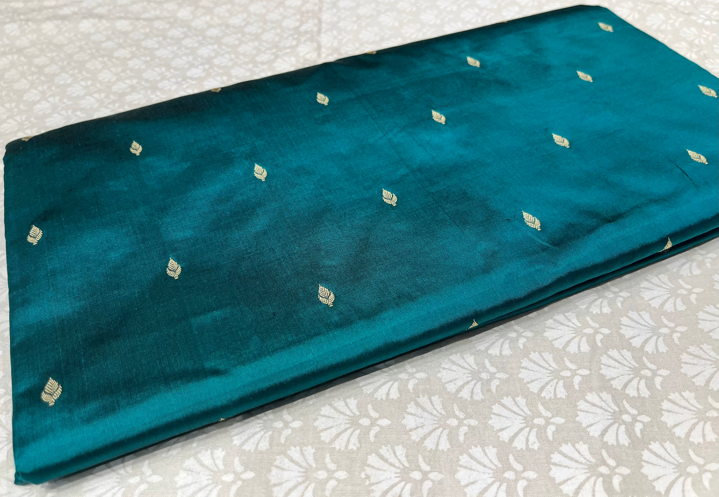 PEACOCK BLUE COLOUR PURE BANARASI TANCHOI SILK SAREE