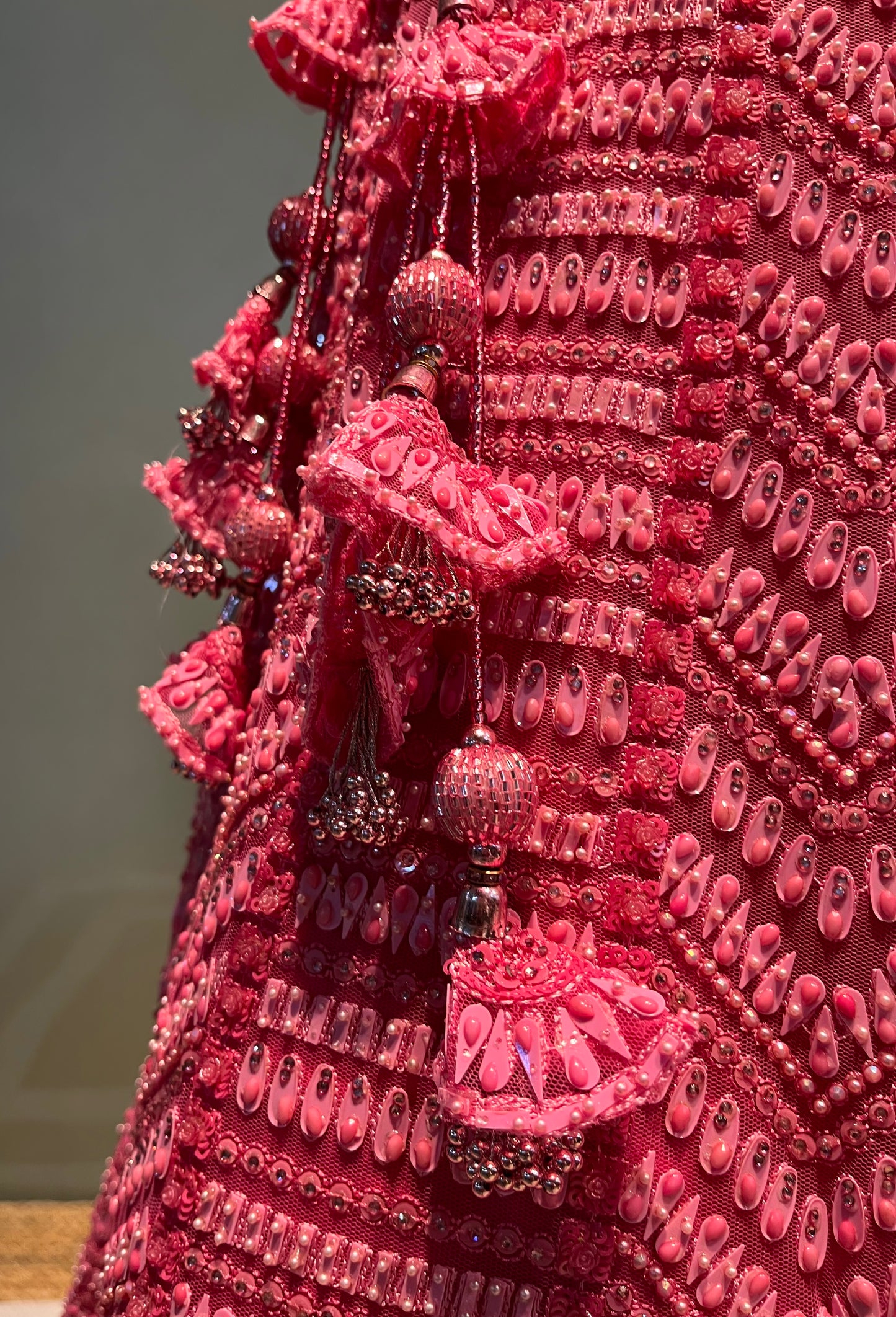 PINK COLOUR NET SEQUINS NET EMBROIDERED LEHENGA