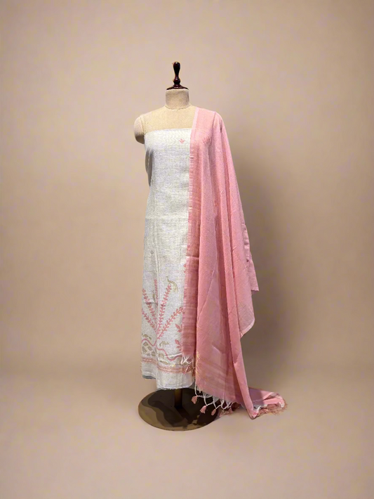 JAMDANI COTTON UNSTITCHED SUIT 2 PIECE SET (KURTA & DUPATTA)