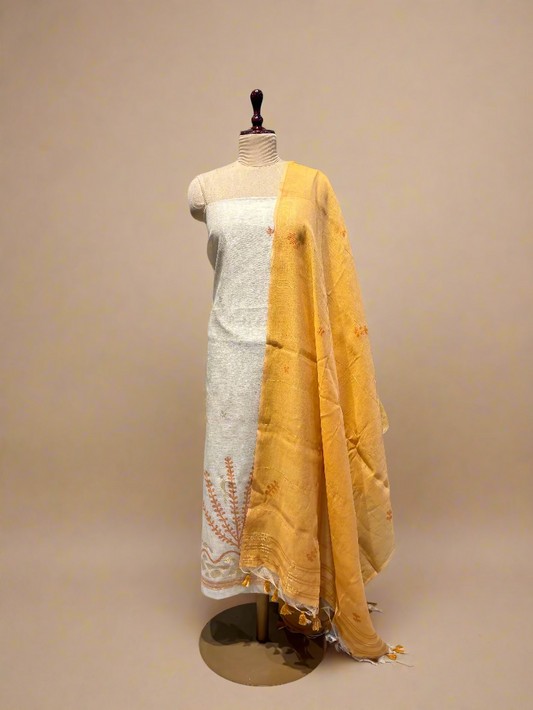 JAMDANI COTTON UNSTITCHED SUIT 2 PIECE SET (KURTA & DUPATTA)