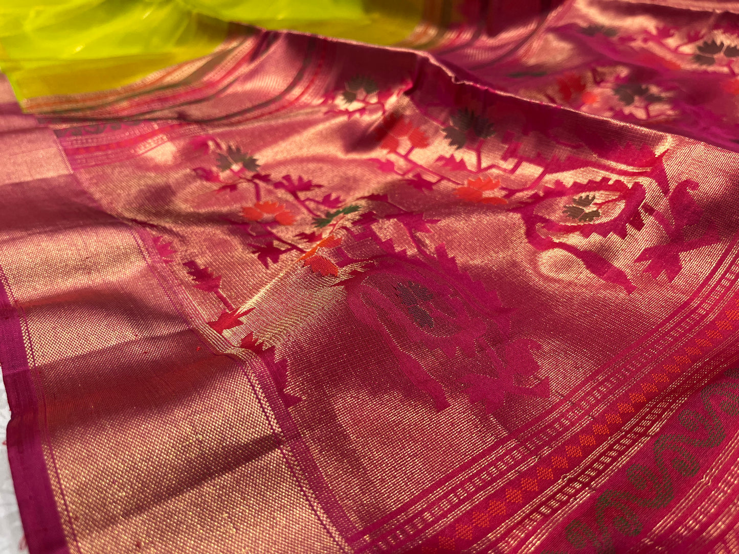 PARROT GREEN COLOUR PURE ORGANZA DHARMAVARAM SAREE EMBELLISHED WITH ZARI BORDER