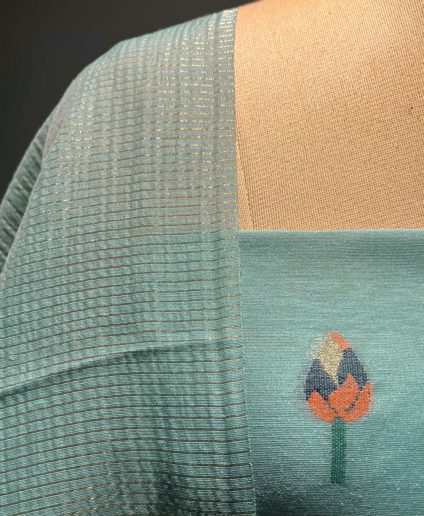 AQUA COLOUR TANT DHAKAI JAMDANI UNSTITCHED SUITS (DRESS MATERIAL)