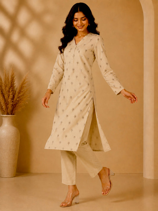 PASTEL YELLOW COLOUR BANARASI ART SILK UNSTITCHED CO-ORD SET EMBELLISHED WITH ZARI WOVEN BUTTI