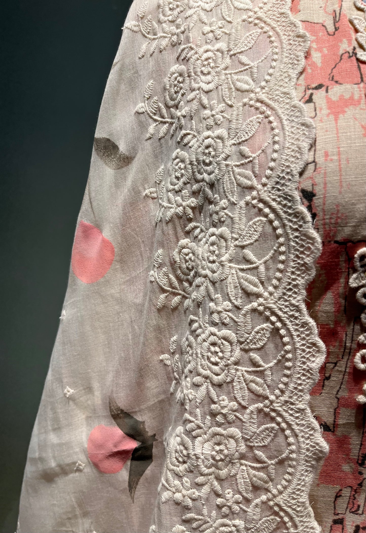 PINK COLOUR LINEN UNSTITCHED SUIT WITH HAND PAINTED DUPATTA