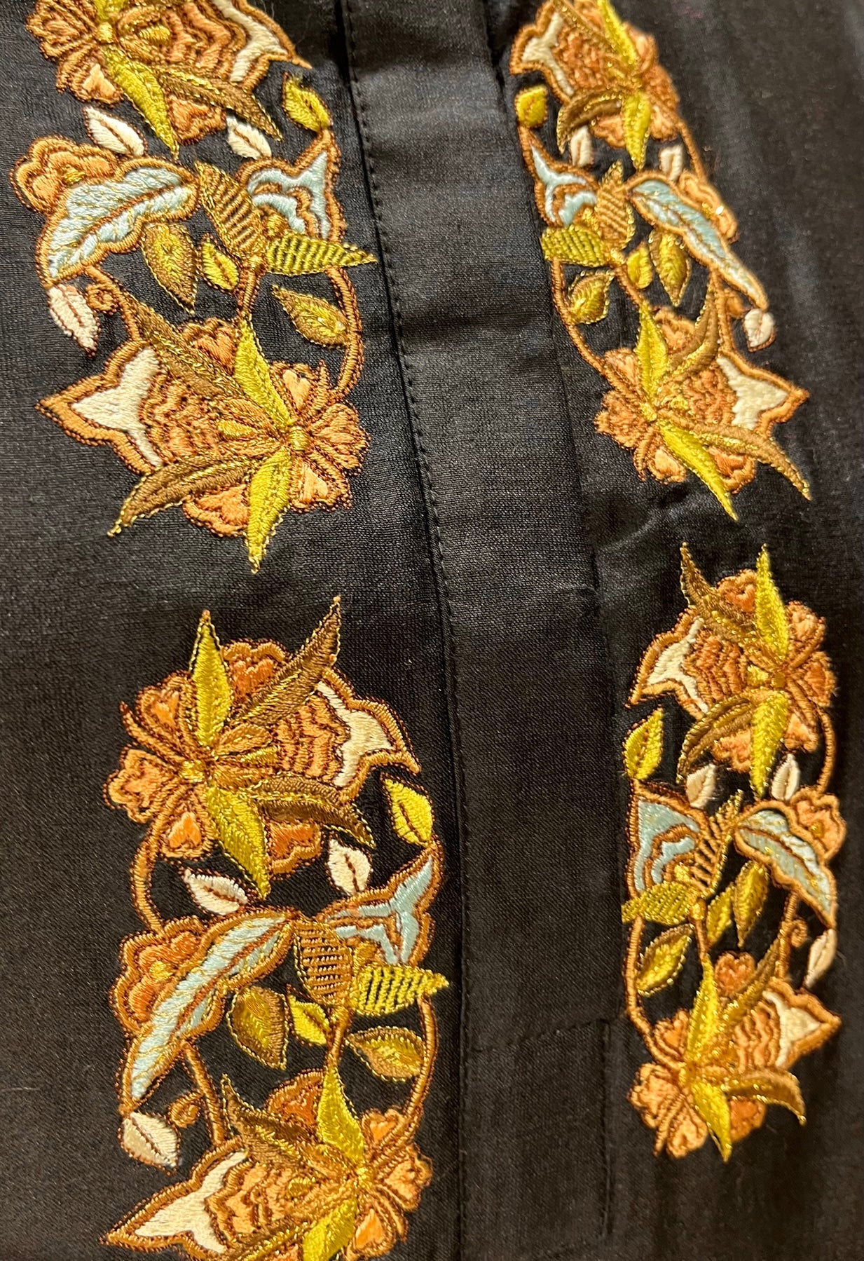 BLACK COLOUR CHANDERI SILK EMBROIDERED KURTI EMBELLISHED WITH KASHMIRI EMBROIDERY BY SIDDHAIKA
