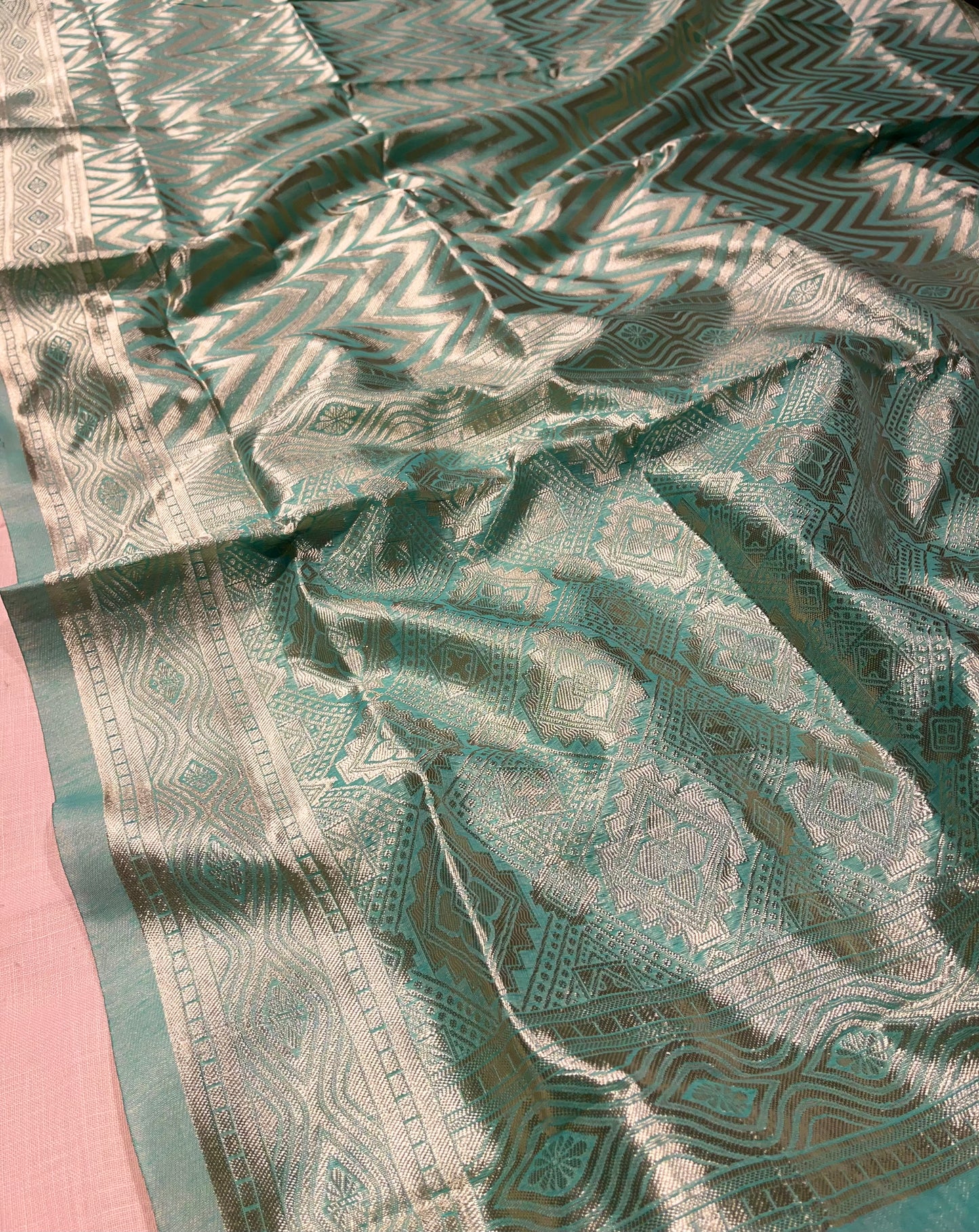 AQUA COLOUR COTTON SILK SAREE