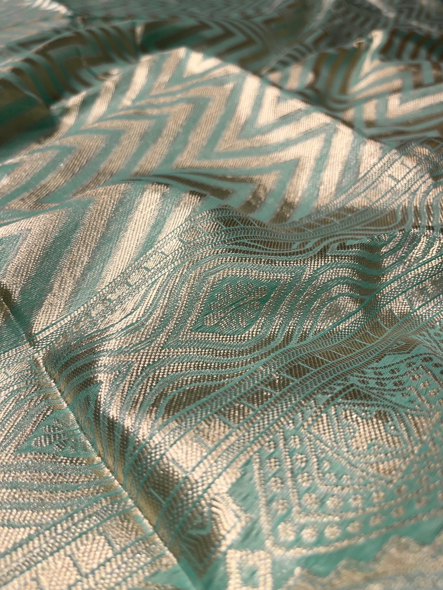 AQUA COLOUR COTTON SILK SAREE