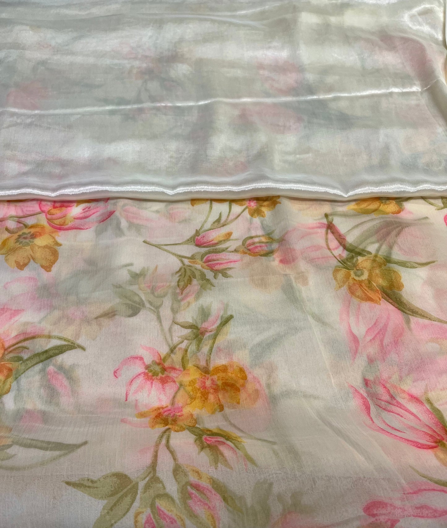 IVORY COLOUR SHADED SEMI CHIFFON FLORAL PRINTED SAREE - Kothari Sons