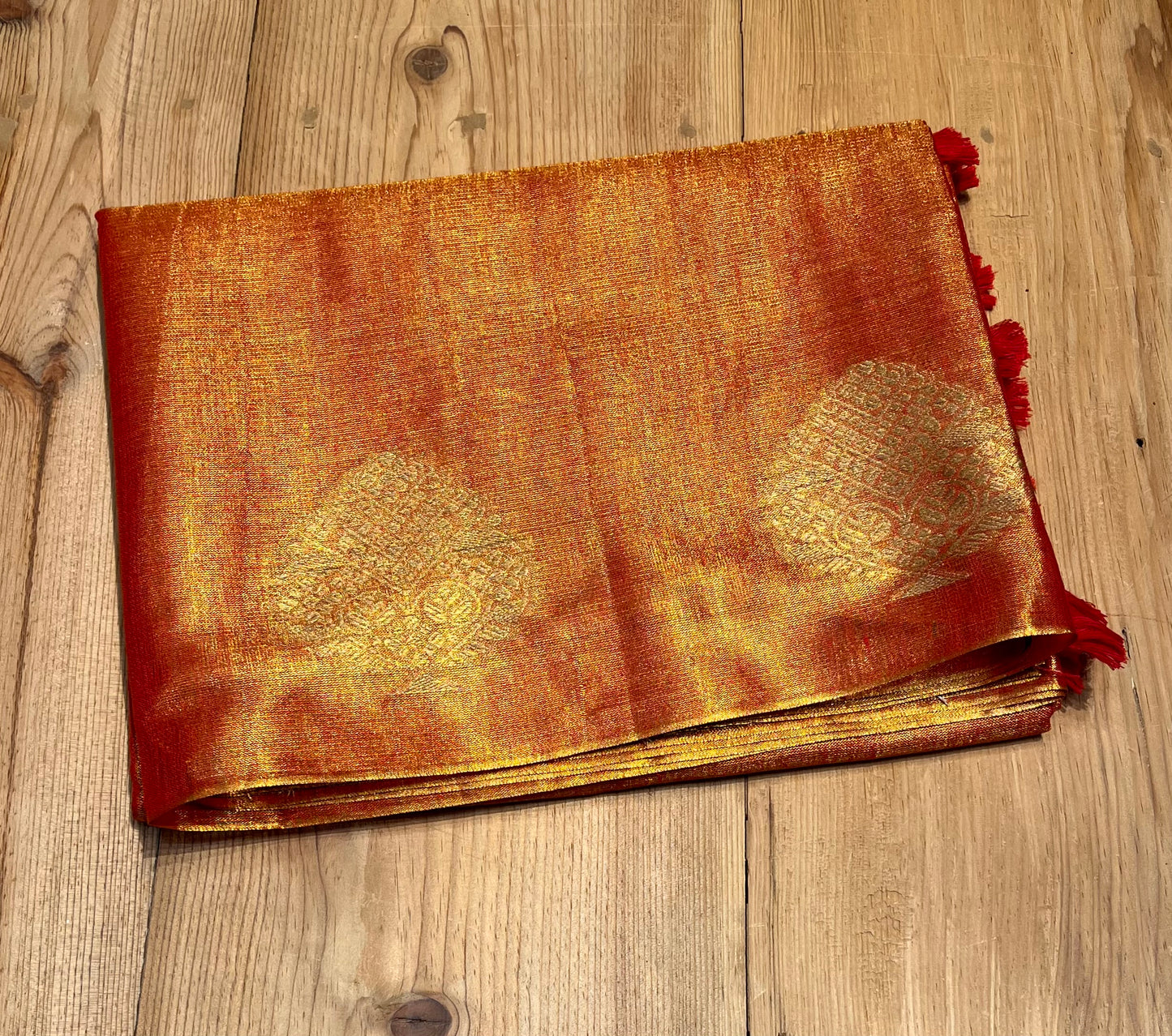 RUST ORANGE COLOUR TISSUE SAREE