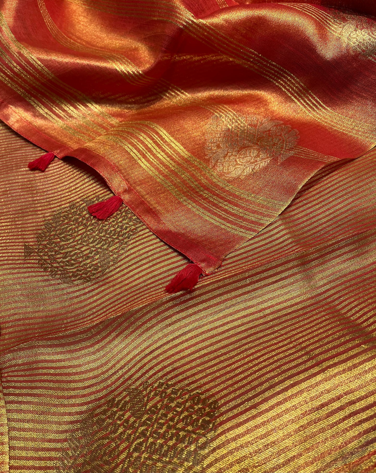 RUST ORANGE COLOUR TISSUE SAREE